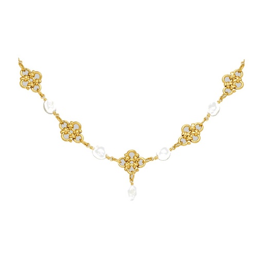 Regal Rose Muriel. Chainmail & Pearl Collar - Gold