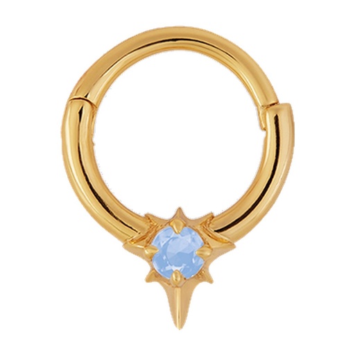 Regal Rose Nova. Star Flare Opalite Septum Clicker Ring - Gold